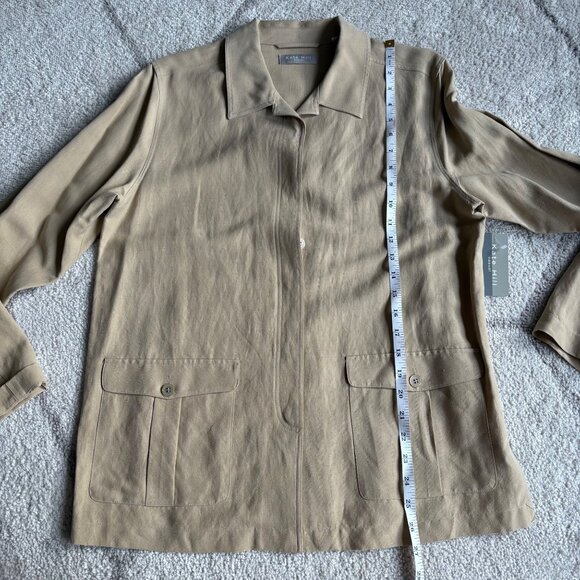 NWT Kate Hill Tan/Beige Silk Linen Luxury Blend 2-Piece Set Jacket & Pants Sz 10 - Picture 6 of 15